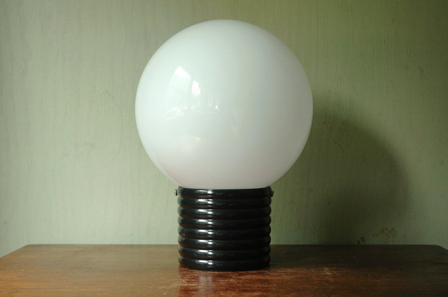 Mid Century Modern Pop Art Oversized Light Bulb Desk Lamp - Panton Era Mod Plastic Dome Lamp
