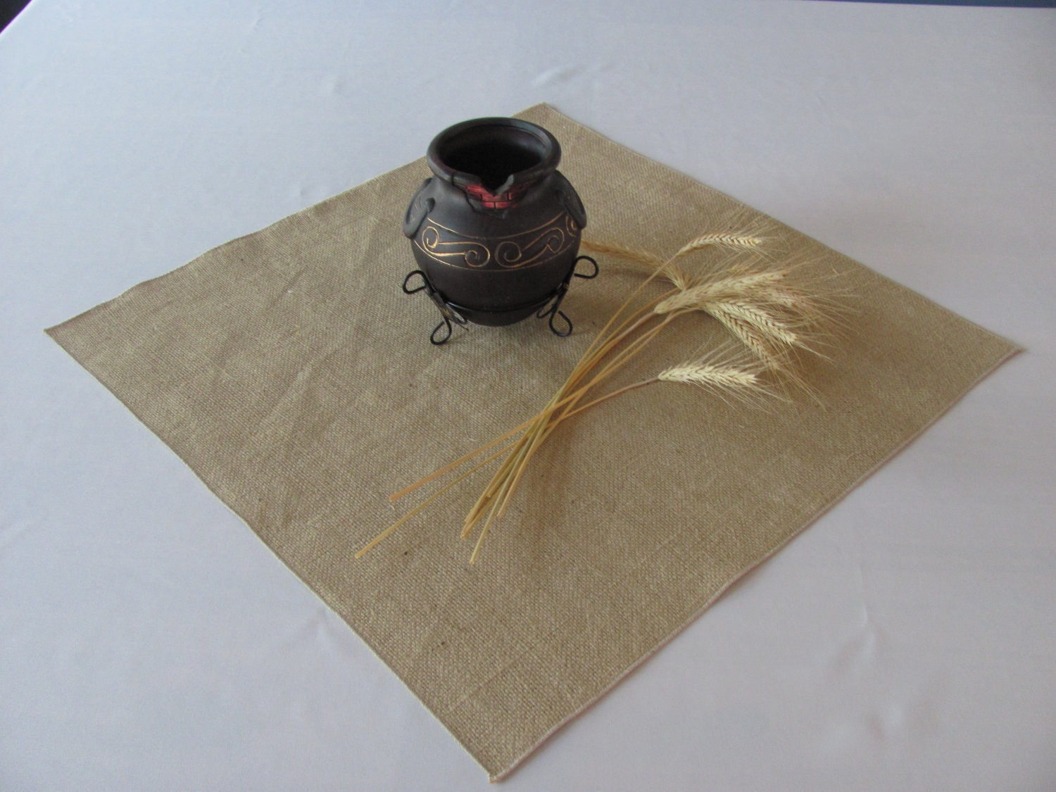 Burlap Table Square, Overlay 20" x 20" Natural Color