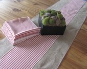 Burlap Table Runner With Red /White 14" x 80"