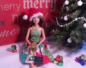 Holiday Barbie Dress - Christmas Barbie - Strapless Dress - Patchwork Dress
