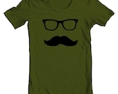Unisex T Shirt Mustache Wayfarer American Apparel Tee XS, S, M, L, XL 9 COLORS