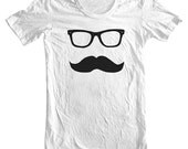 Unisex T Shirt Mustache Wayfarer American Apparel Tee XS, S, M, L, XL 9 COLORS