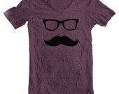 Men's T Shirt  Mustache Wayfarer American Apparel Moustache Tee Tshirt Sunglasses Short sleeve XS, S, M, L, XL 10 COLORS
