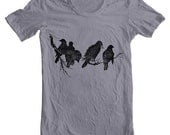 Men's T Shirt Birds on a Limb American Apparel Tshirt Animal Birds Block Print Style Screen Printed Shirt XS, S, M, L, XL 10 COLORS