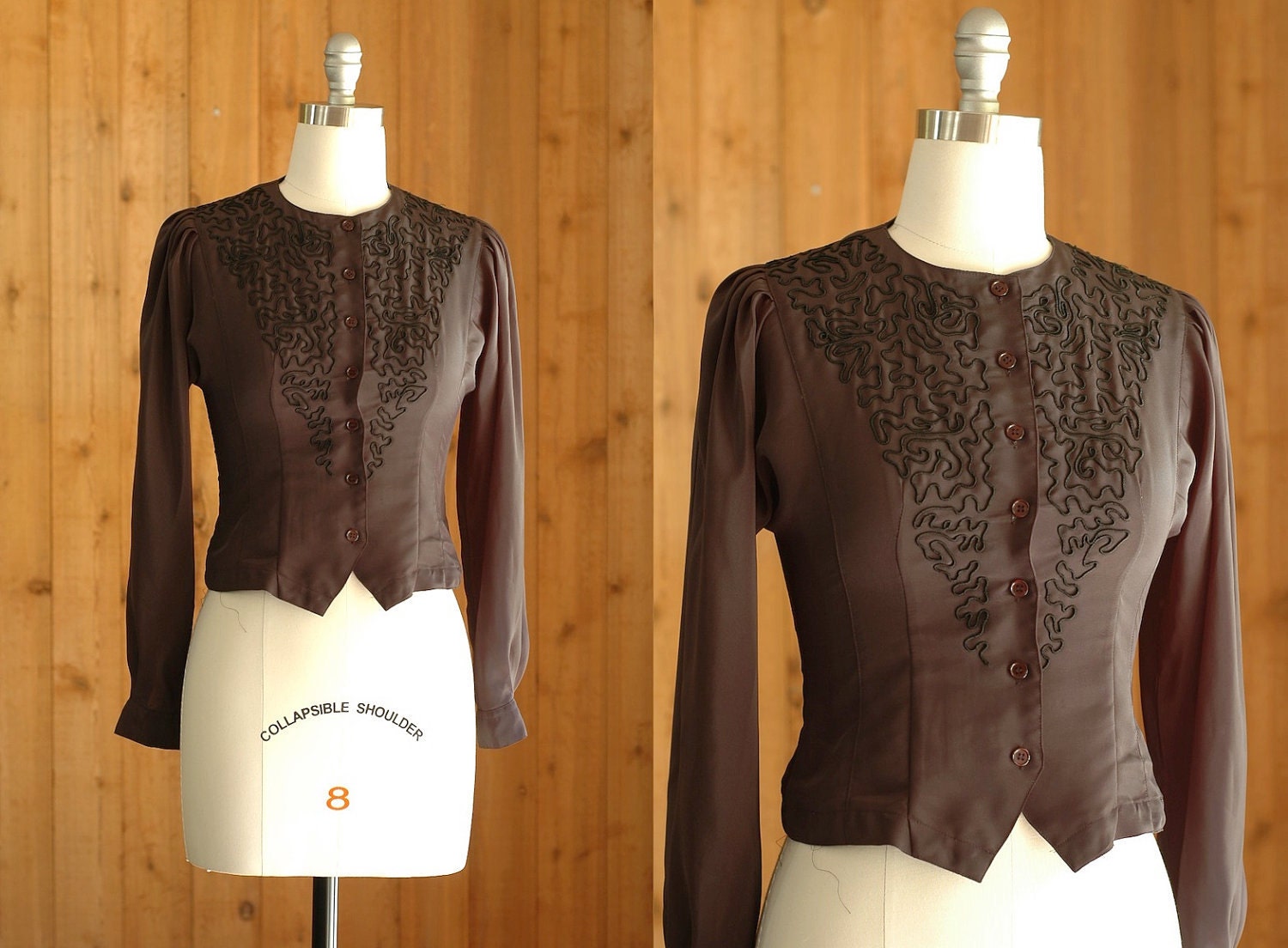 SALE / vintage top / 80s black fitted blouse / xs small