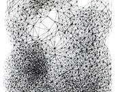 original abstract geometric line constellation drawing - reproduction postcard