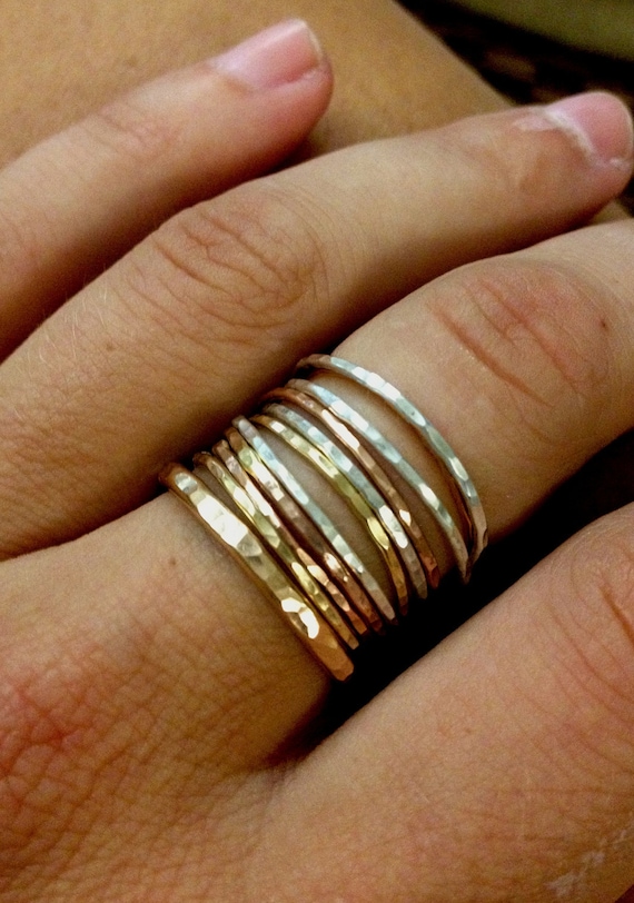 Tower of Hanoi Stackable Rings in Gold-filled, rose-gold filled, and sterling silver
