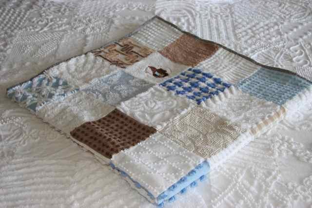 Baby Boy Vintage Chenille Patchwork Quilt