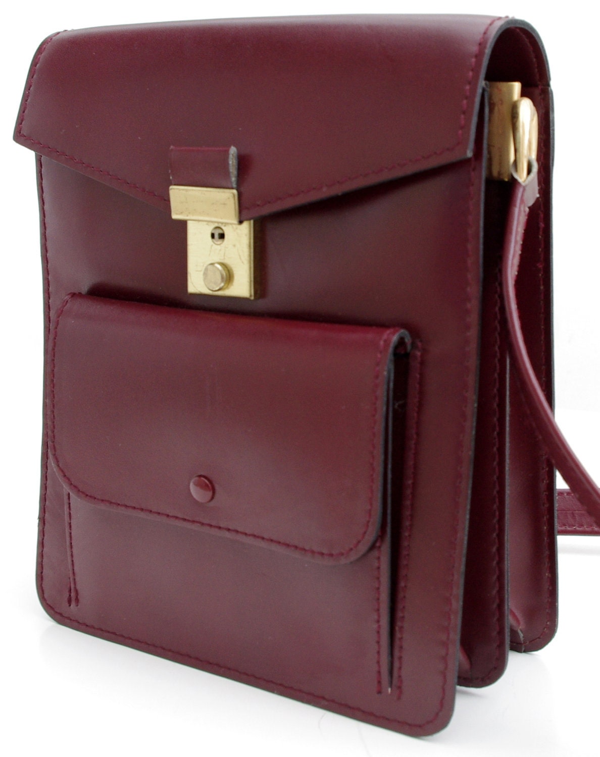 Vintage Messenger Bag, Mulberry Leather Satchel, Burgundy Leather Shoulder Bag, Leather Messenger, Burgundy Bag