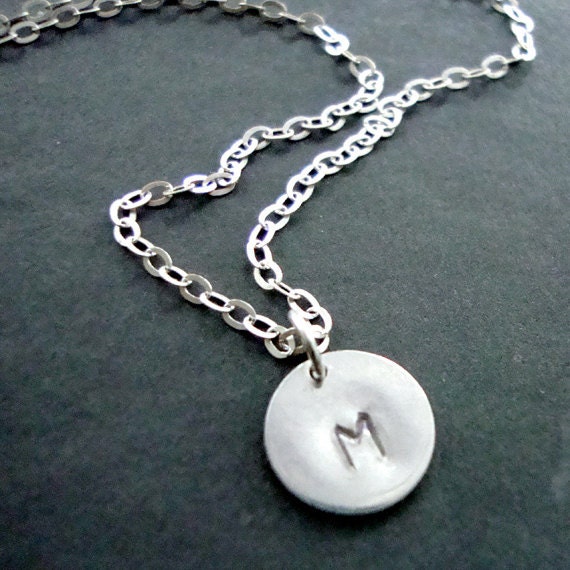 Personalized Hand Stamped Initial Monogram Necklace - Handmade Sterling Silver Jewelry