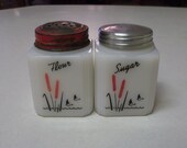 Vintage McKee Tipp cattails Sugar and Flour Shakers