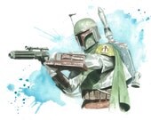 Star Wars Watercolor Art Print: Boba Fett