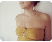 Butterfly flower necklace. Antique silver Butterfly, shell flower necklace. Delicate design in silver color. Ready to ship.