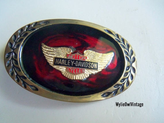 Vintage Harley Davidson Heritage Belt Buckle by WylieOwlVintage