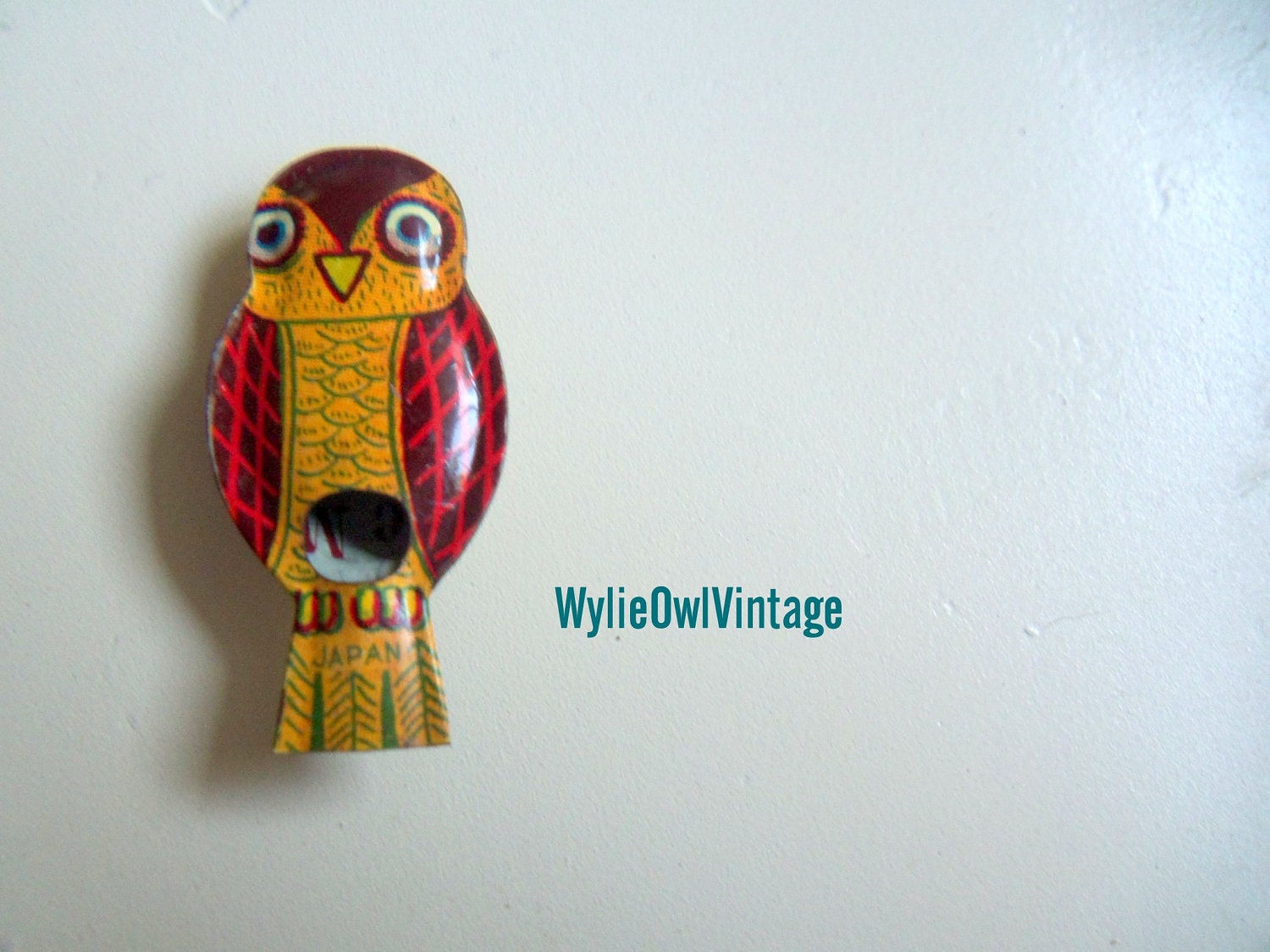 Vintage Metal Cracker Jack Owl Whistle 1950s