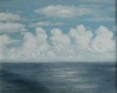 Oil Painting, Clouds over Cozumel, large 16"x20" canvas
