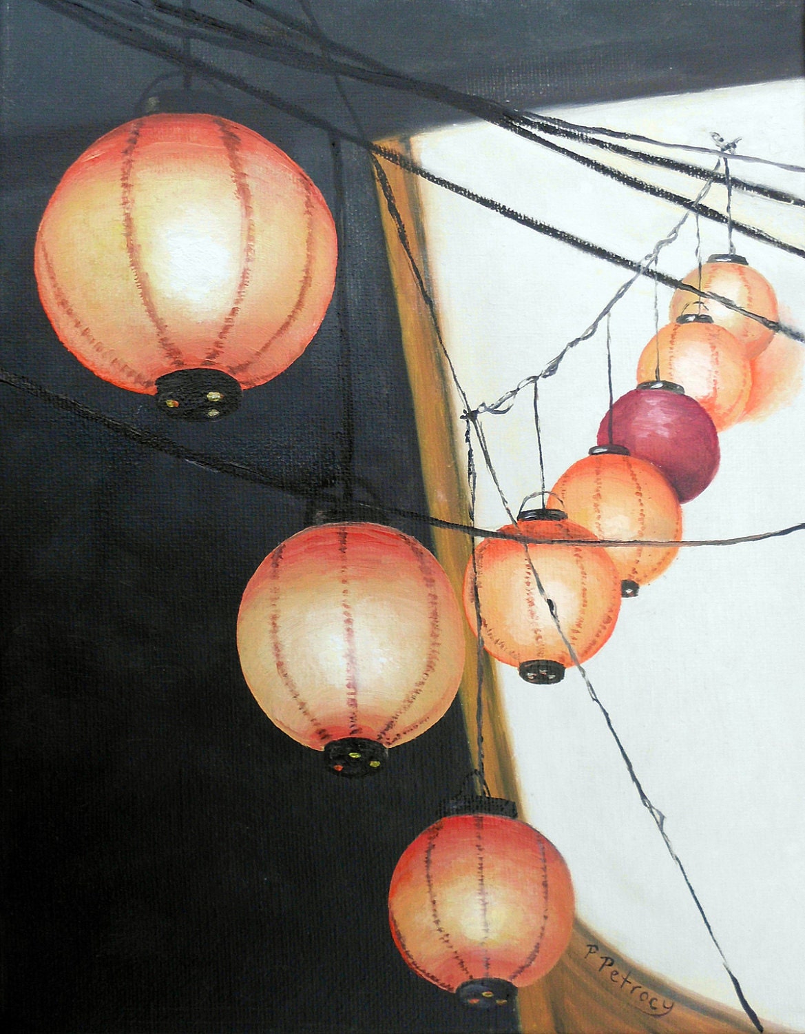 Lantern painting is oil on canvas 8x10 inspired by PetrocyStudios
