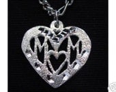 0236 silver mom pendant charm i love you mother heart Real Sterling silver 925 pendant Charm jewelry