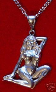 big artistic nude lady woman art sterling silver charm Real Sterling silver 925 pendant Charm jewelry