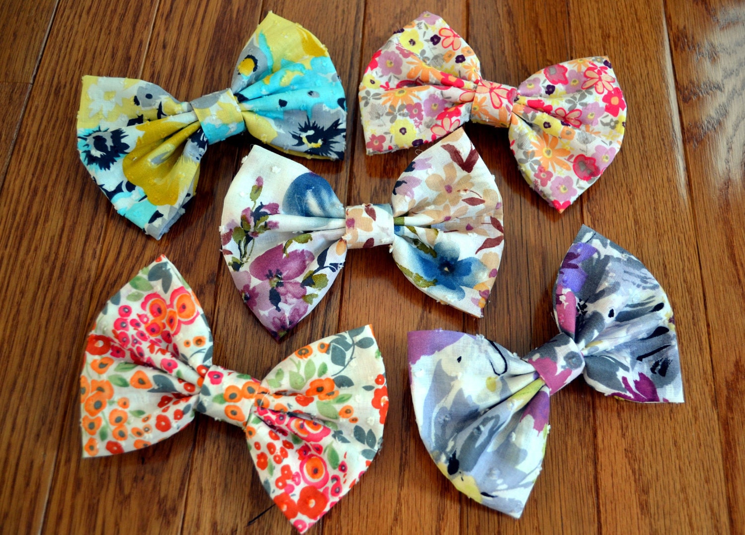 Summer Floral Hair Bows - 5 color choices