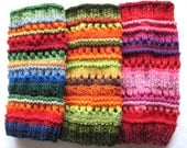 Leg Warmers Striped Multicolored Blue Red Green Yellow Orange Black  Gaiters Handknitted