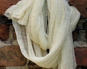 Linen Scarf Shawl Wrap Stole milk-white, Light, Transparent