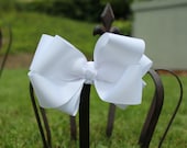 White Hair Bow - Big Bow - Baptism Bow - Hair Bow