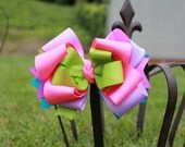 Grosgrain bow - Large Hair Bow - Rainbow Hairbow - Over the Top Boutique Bow