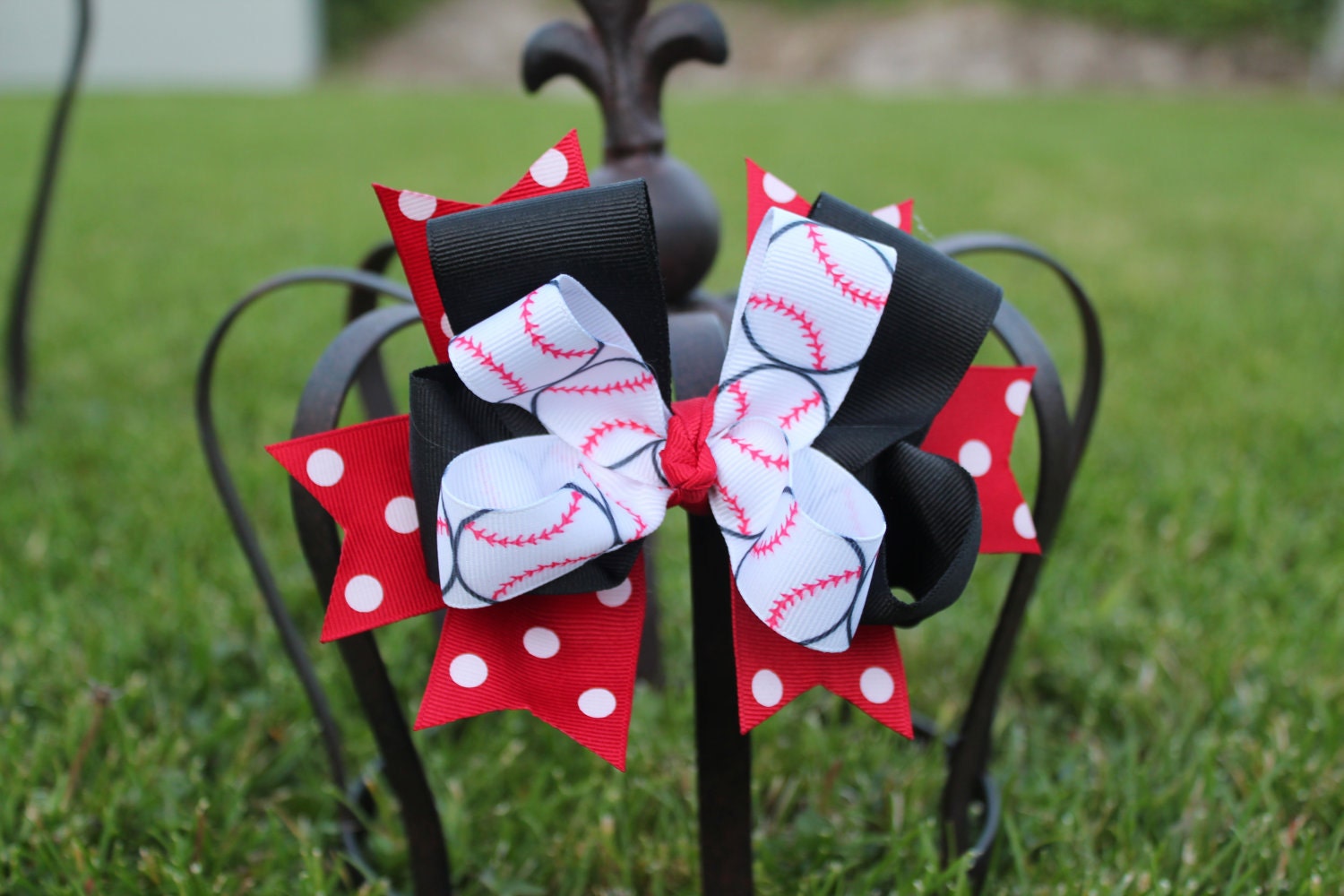 Baseball Boutique Bow - Choose Color - Hair bow - Team Bow