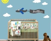 Nursery Wall Decal - Airplane Wall Decal -  Reusable Removable  - Childrens Decals - SK303SWA