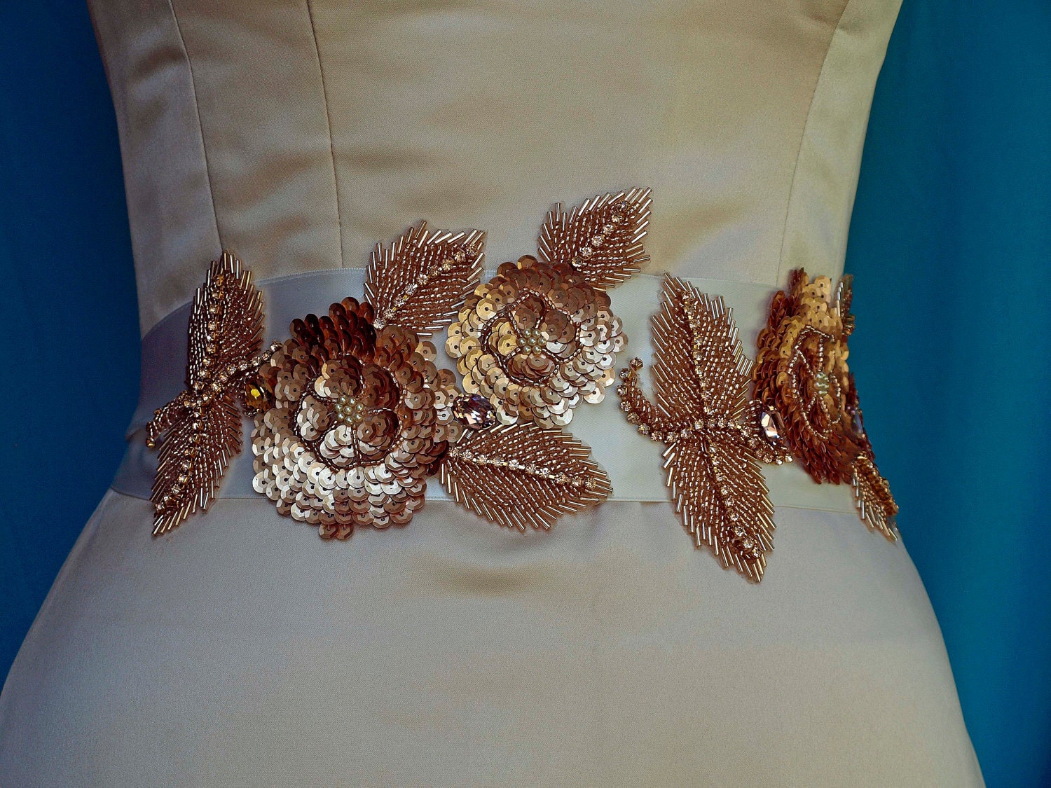 Champagne Bridal Sash Perfect For A  Fall Wedding