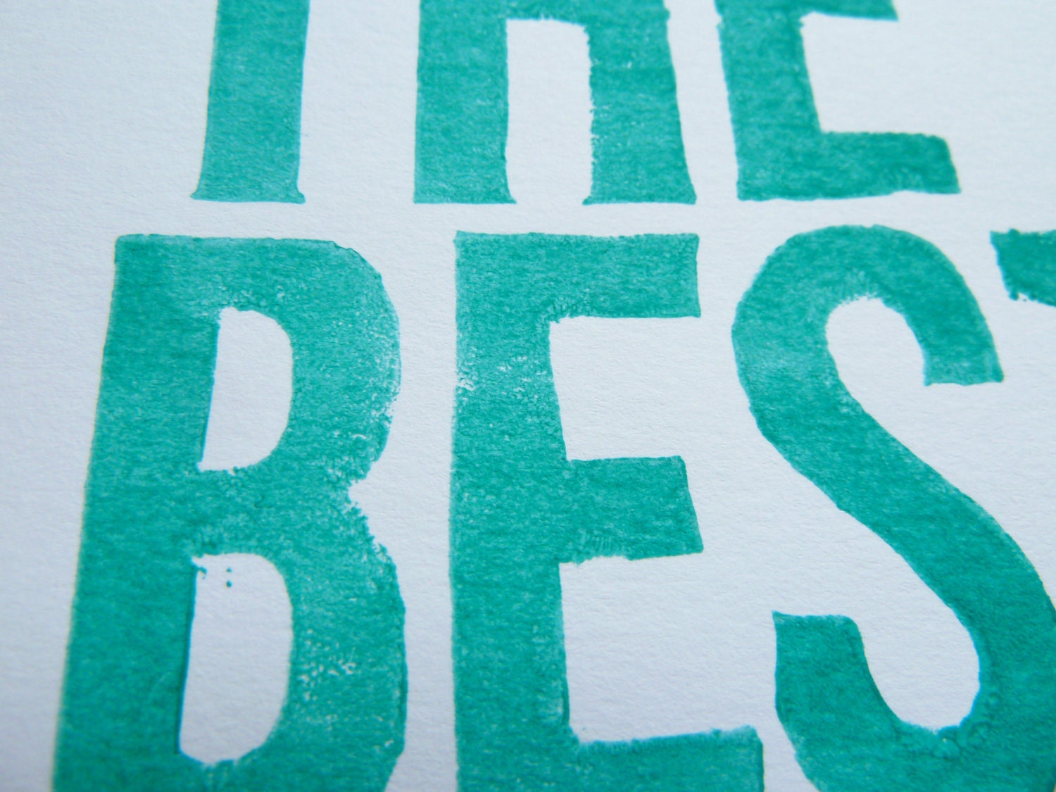 LINOCUT PRINT - Anniversary, Future -- The Best Is Yet To Come (Turquoise) Linocut Art 8x10