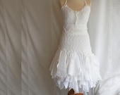 Fairy Wedding Dress Upcycled Clothing Tattered Romantic Dress Upcycled Woman's Clothing Shabby Chic Funky Eco Style Made to Order