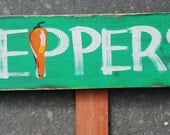 Hand-painted Garden Sign "PEPPERS", 090