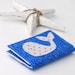 Business Card Holder, Whale Credit Card Case, Nautical Theme, Navy Blue, White, and Red