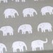 Key Fob, Wristlet Keychain, White Elephants on Grey Fabric