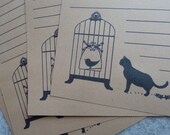 letter-paper / bird cage - brown