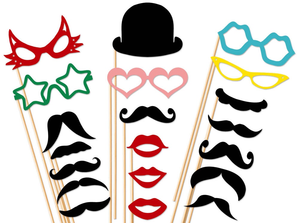 Photo Booth Props - 20 Piece Sweet Heart Set - Wedding Party - Birthday