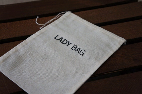 Screen printed, Muslin Drawstring, Lady Bag