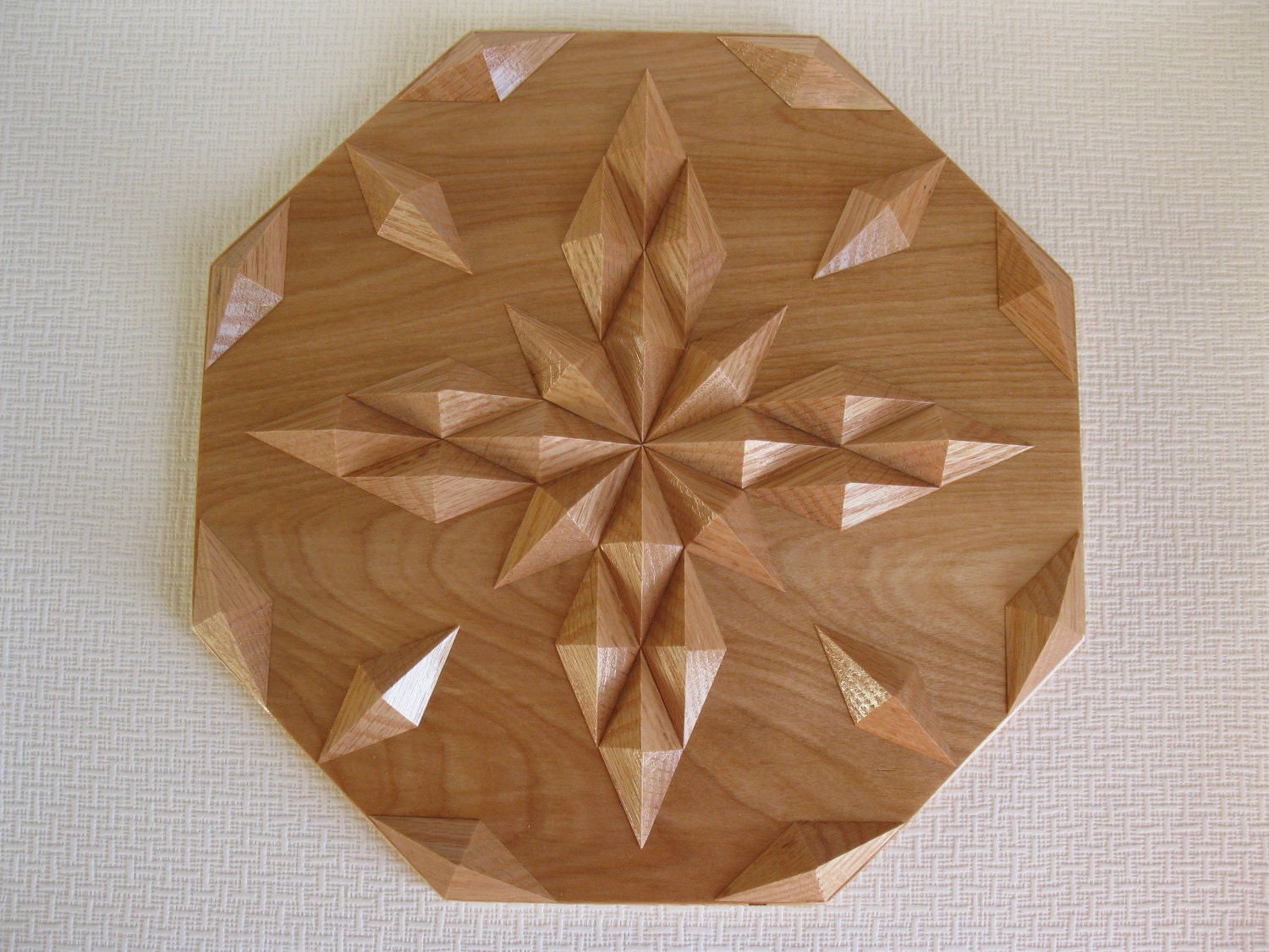 Oak wood table centerpiece, hot pad, wall art, or trivet.