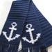 Anchor Scarf for Men. Navy blue crochet scarf with anchors.