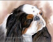 ENGLISH TOY SPANIEL Dog 15x11 Giclee Watercolor Print