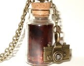 Bottle Necklace Camera Film Negative Pendant Quirky Jewelry Vintage Negative Valentines Jewelry