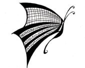 original ink illustration, butterfly