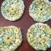 Mug Coasters Large Upcycled Yellow, Orange and Green  Fabric Crochet Set of Four