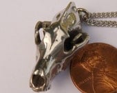 Gray Wolf Skull Pendant Cast in Pewter