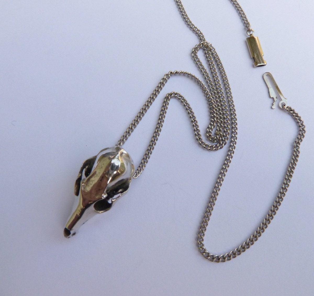 Fox Skull Pendant Cast in Pewter and Polished