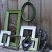 Frame set collection shelf grouping green white bronze "Olive Oil III"
