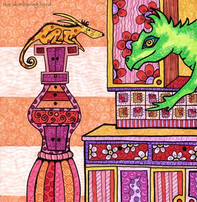 Original Art Whimsical Colorful Illustration OOAK