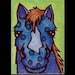 Blue Pony ACEO Original Ink Drawing Horse OOAK